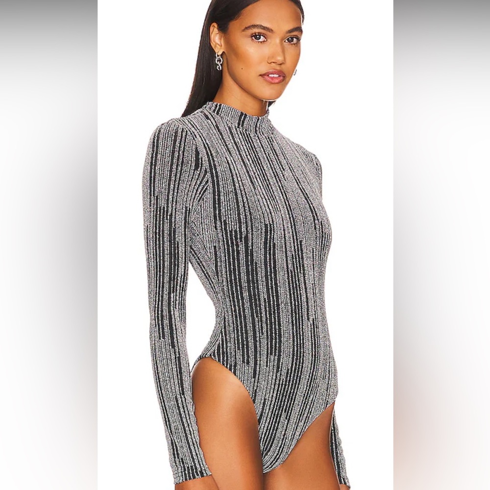 REVOLVE SILVER METALIC BODYSUIT
